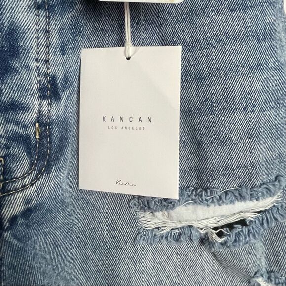 KanCan Ultra High Rise Bermuda Distressed Denim Shorts - Picture 3 of 7